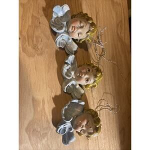 Scioto Cherub Head Ceramic Ornaments Set of 3